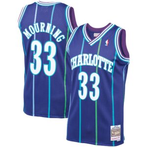 Maillot Alonzo Mourning violet - Charlotte Hornets